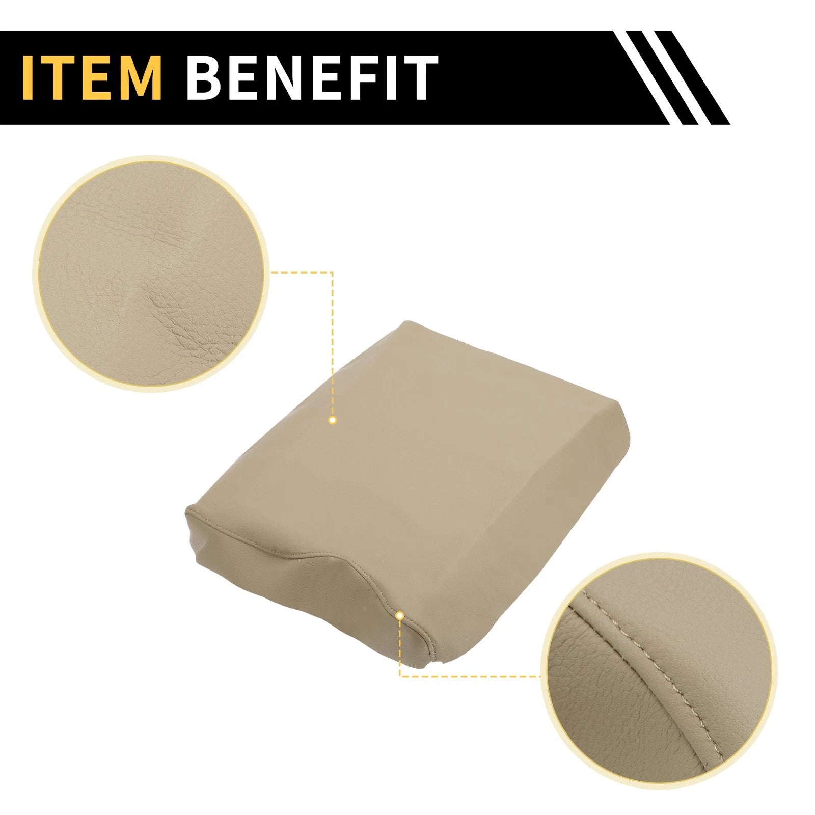 Center Console Lid Armrest Cover for Ford F-150 (2015–2021) Beige Microfiber Leather