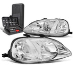 Pair Chrome/Clear Signal Headlights for Honda Civic (1999–2000)