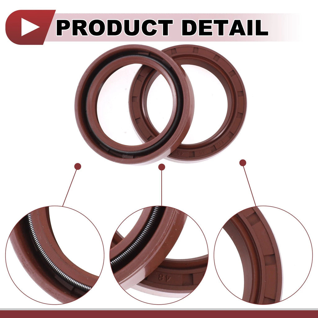 Set of 2 Oil Seal Rotary Shaft Seal FKM Rubber 35x48x10mm