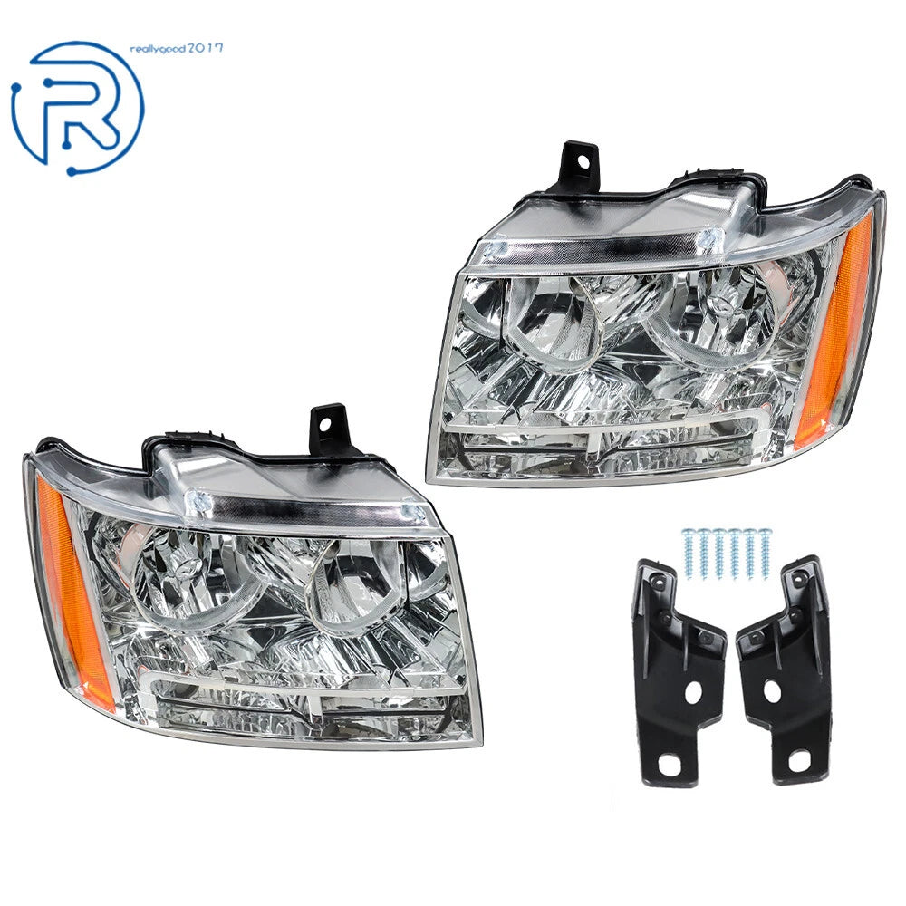 Set of 2 Halogen Headlights for Chevy Avalanche/Suburban/Tahoe (2007-2014)