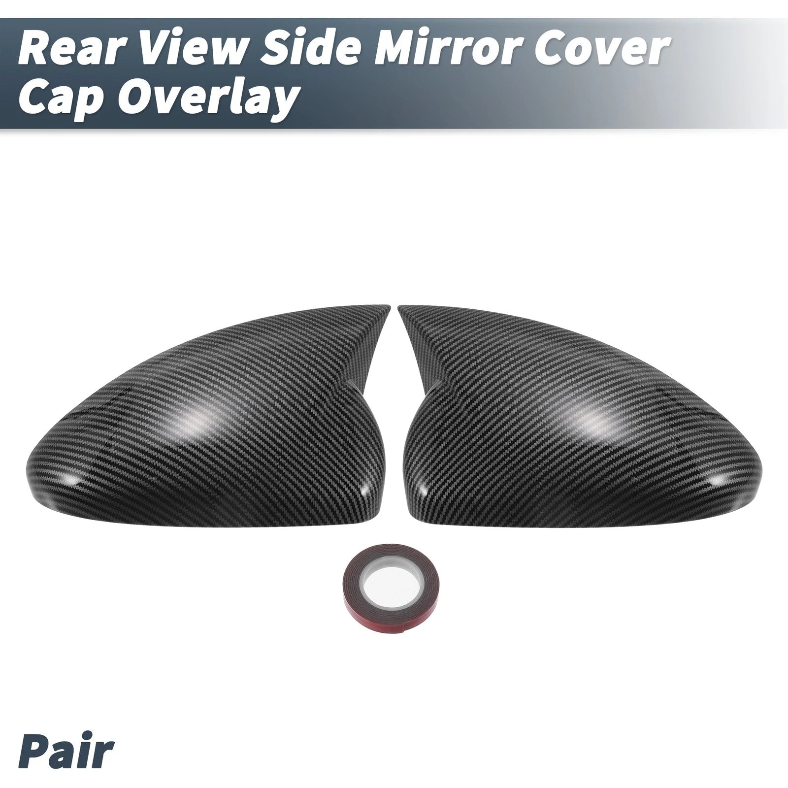 Pair Rearview Mirror Cover Overlay Black Carbon Fiber for Chevrolet Cruze (2011–2019)