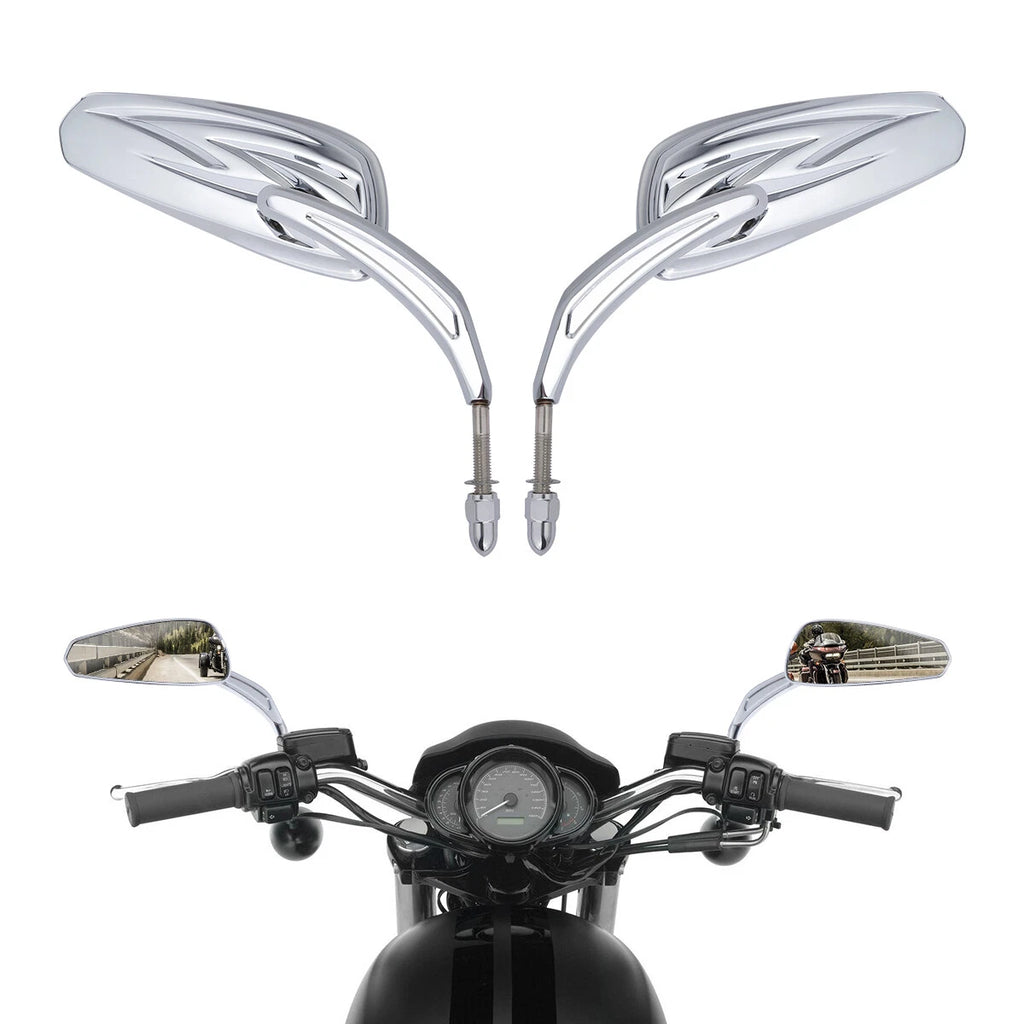 Chrome 8mm Rear View Mirrors for Harley Sportster XL883 1200 (2004–2023)