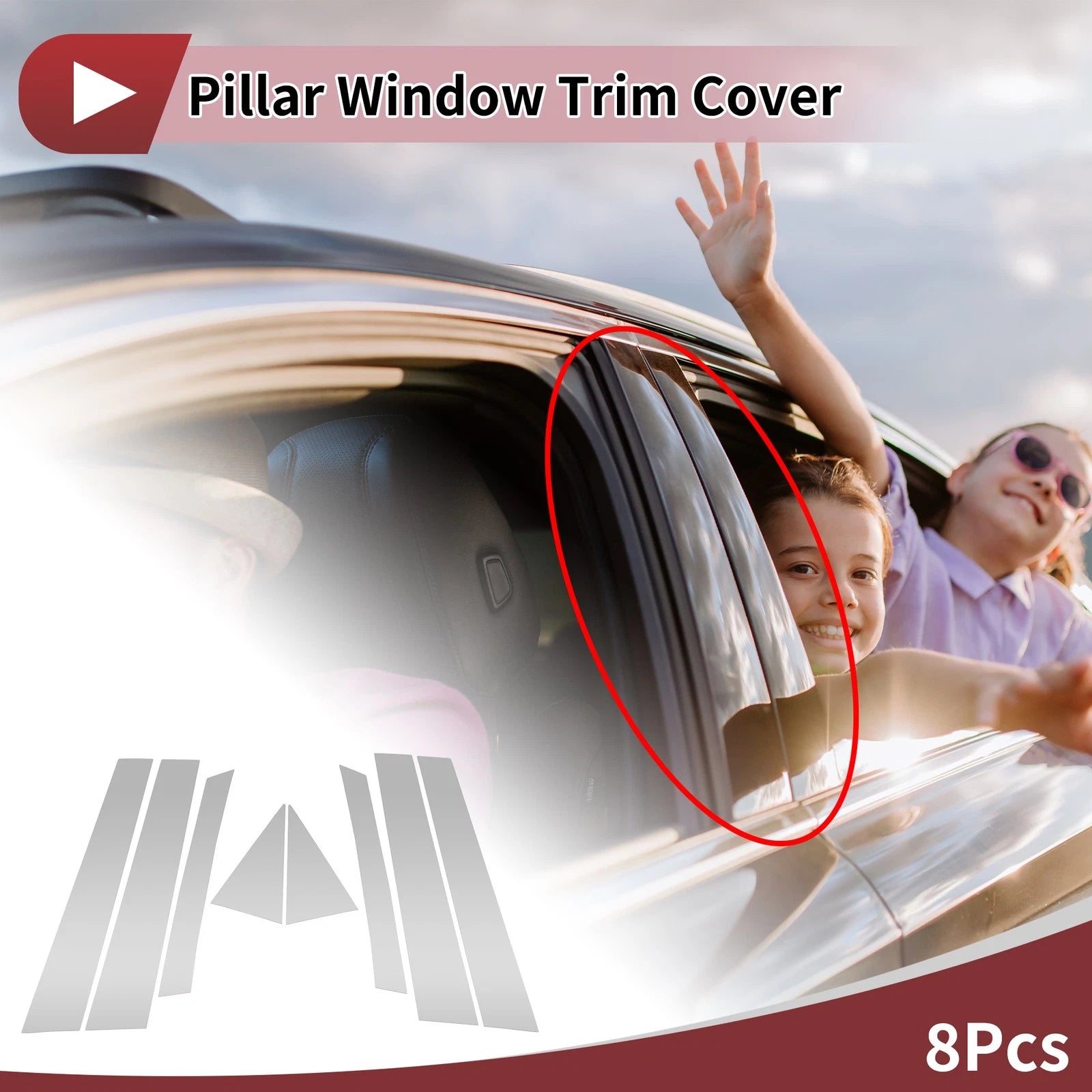 8 Pcs Door Pillar Window Trim for Mazda CX-7 (2007–2012) Chrome Silver Tone