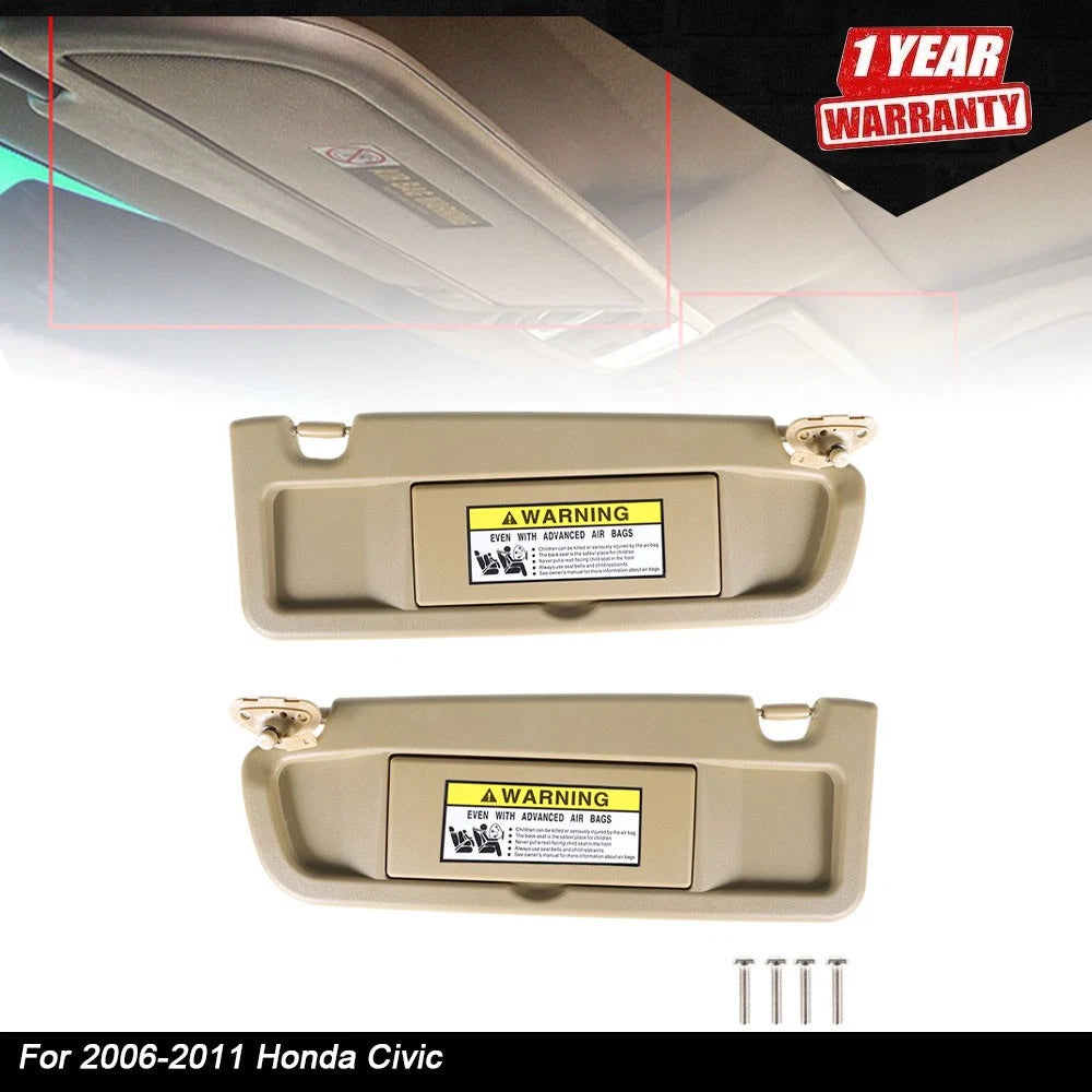 Pair Sun Visors for Honda Civic (2006â2011) Beige
