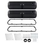 Aluminum Finned Black Valve Cover Set for Ford 289 302 351W V8 (1962–1985)