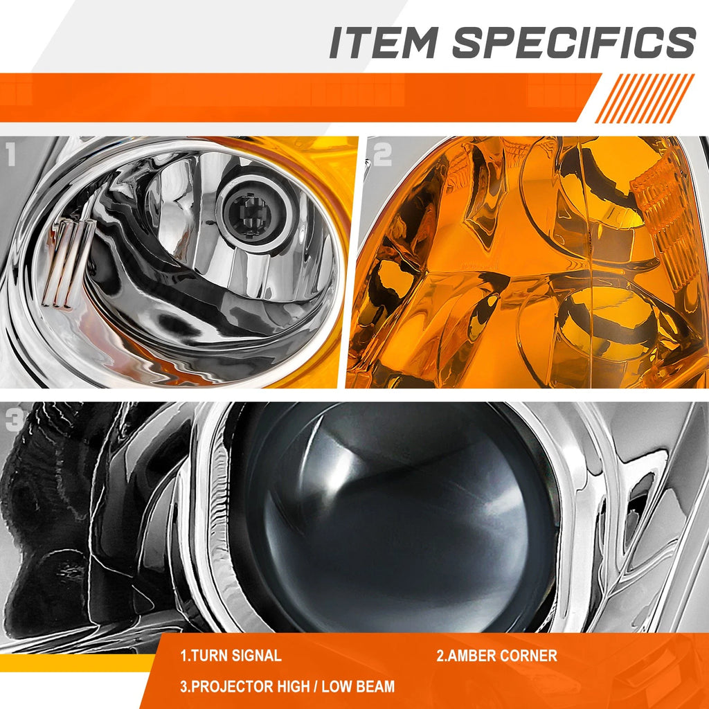 3D LED DRL Projector Headlights for Honda Civic Sedan (2001–2003) - Chrome/Amber