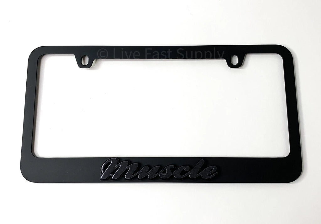 Matte License Plate Frame Premium Gray with Black Outline for Muscle Style (Universal)