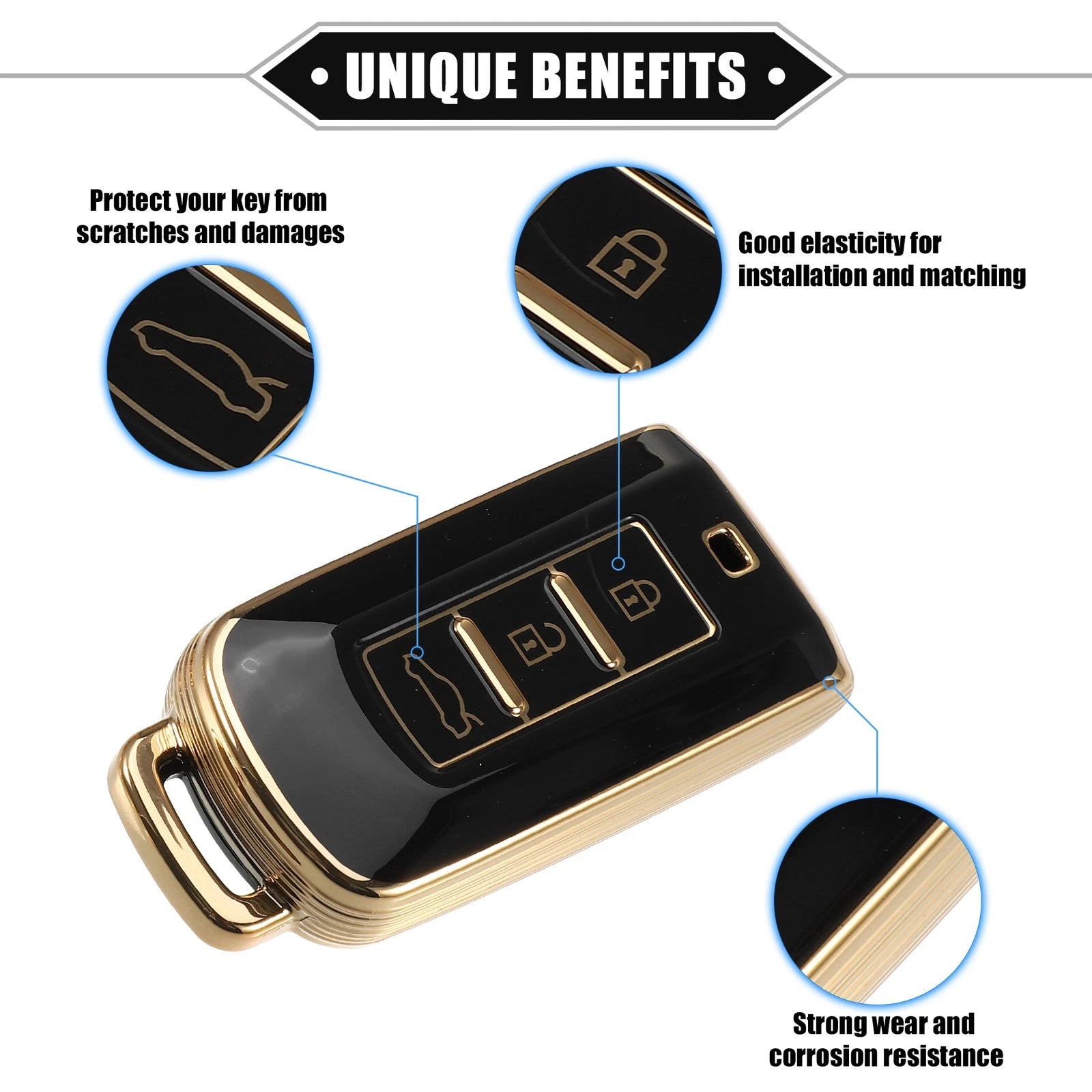 Remote Keyless Key Fob Cover Kit for Mitsubishi Outlander (2014–2021)