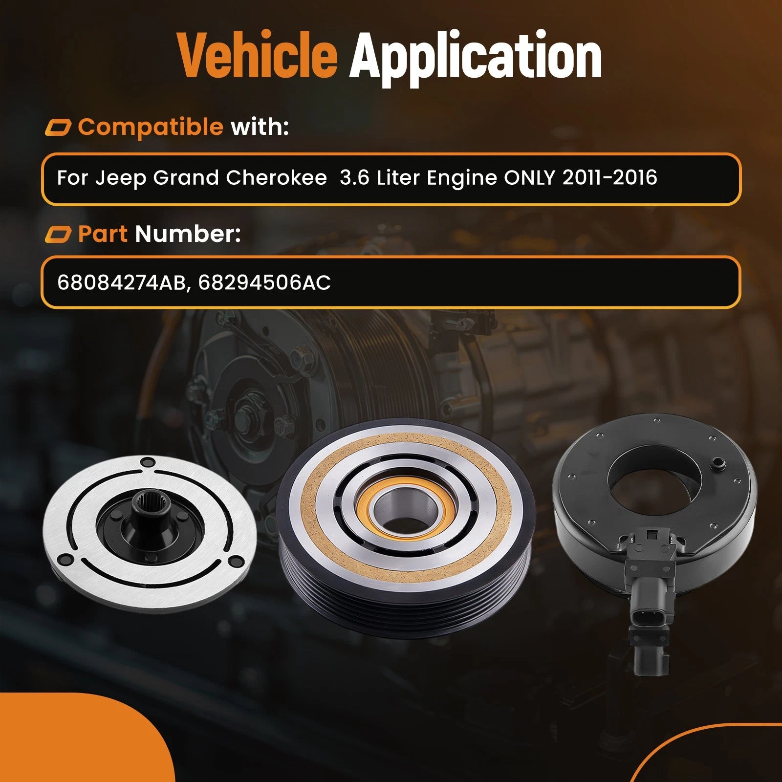 Compressor Clutch Kit for Jeep Grand Cherokee (2017–2021) 68084274AB