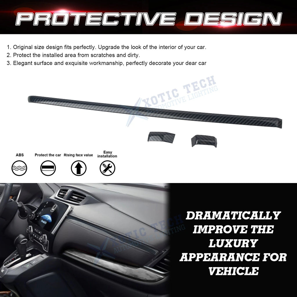 Carbon Fiber Style Central Dash Panel Upper Stripe for Honda CR-V (2017-2022)