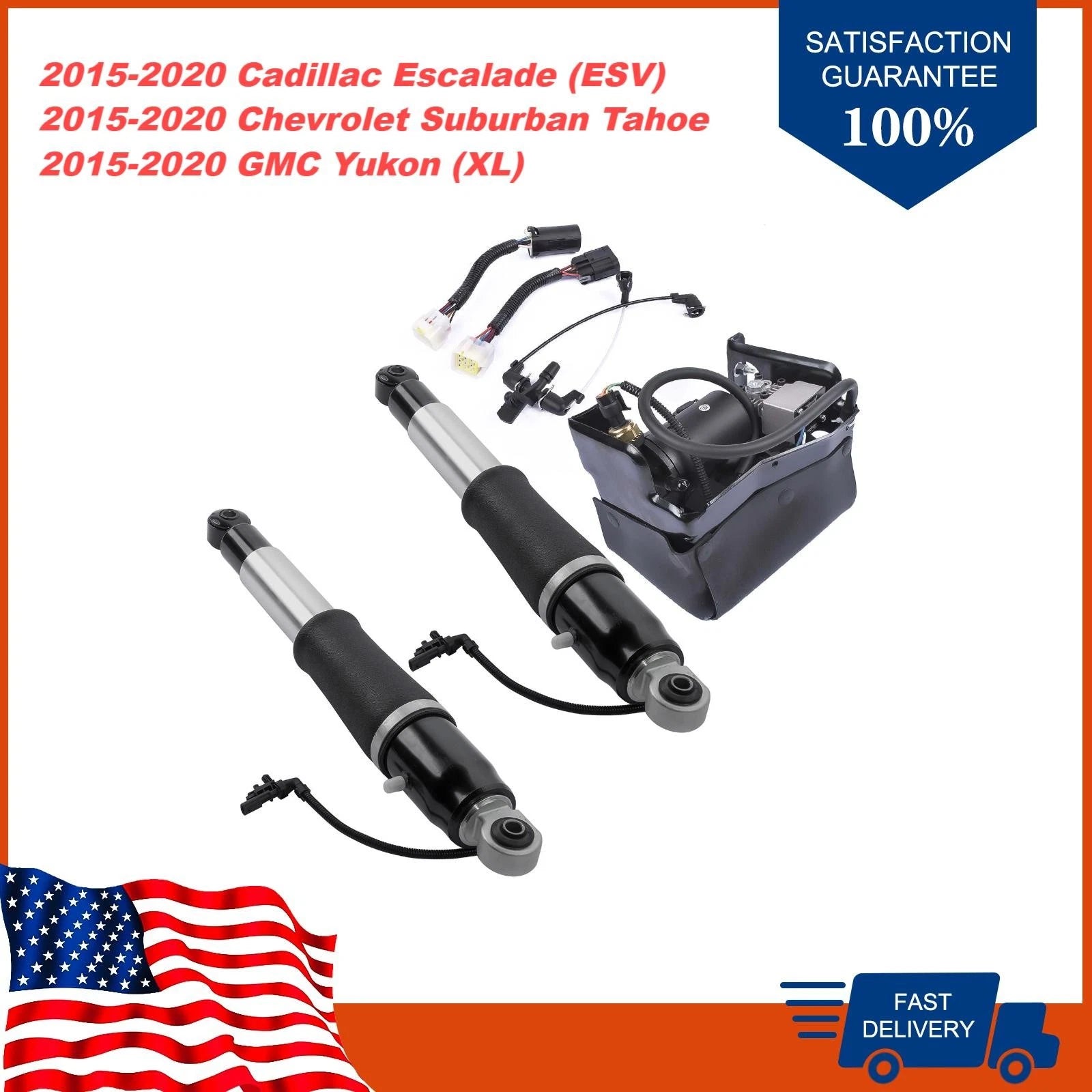 2X Rear Air Shock Struts & Compressor for Chevy Tahoe (2015-2017)