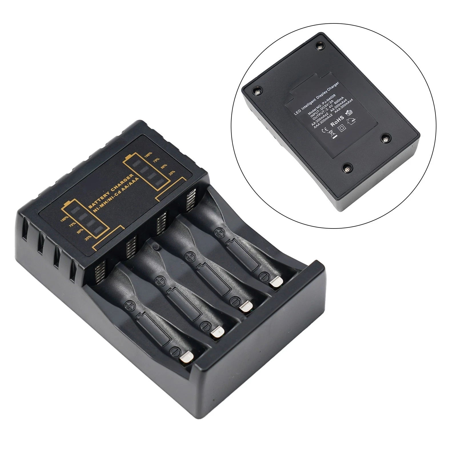 4-Slot Charger for AA AAA NICD NIMH Rechargeable Batteries
