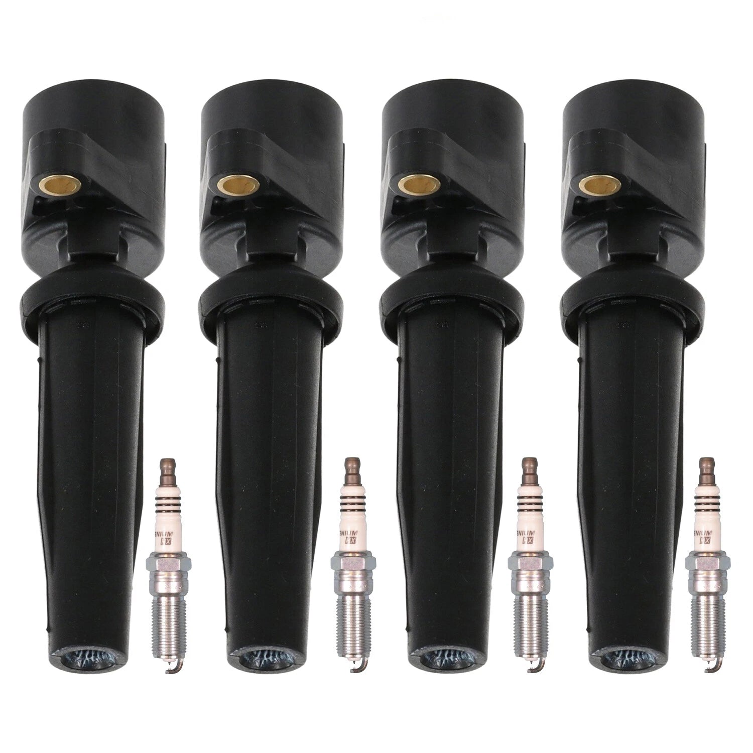 Set of 4 Ignition Coils & NGK Ruthenium HX Spark Plugs for Ford Focus (2000–2023)