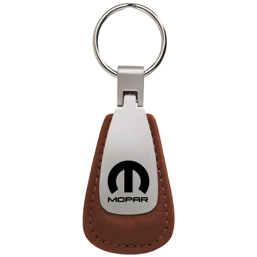 Brown Leather Teardrop Keychain - Officially Licensed for Mopar Vehicles