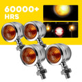 Set of 4 Chrome Motorcycle Turn Signal Lights for Universal Fit (LED)