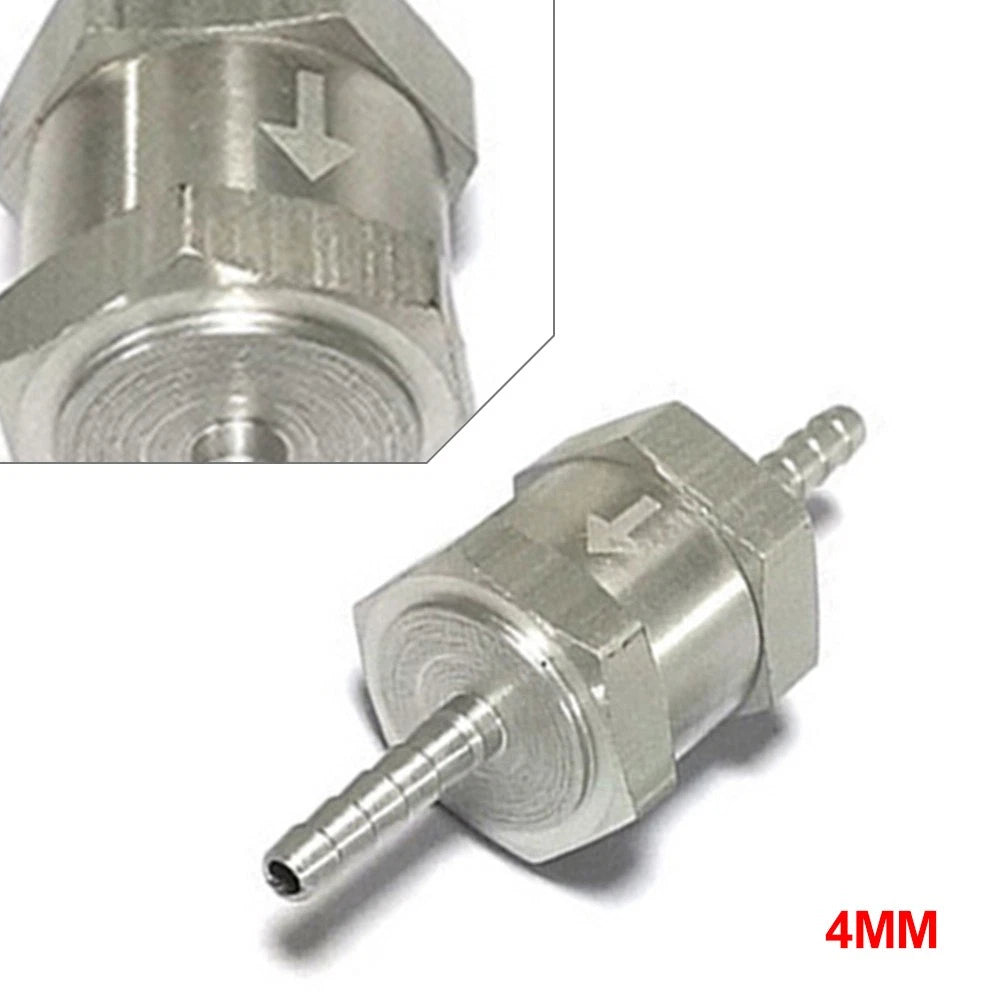 4MM One Way Check Valve for Gas or Diesel Fuel (Silver Aluminum)