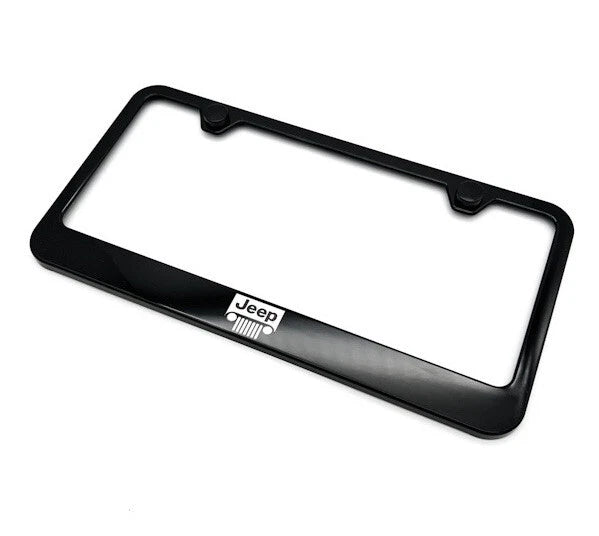 License Plate Frame Front Black Replacement for Jeep Grill Script Logo (Jeep)