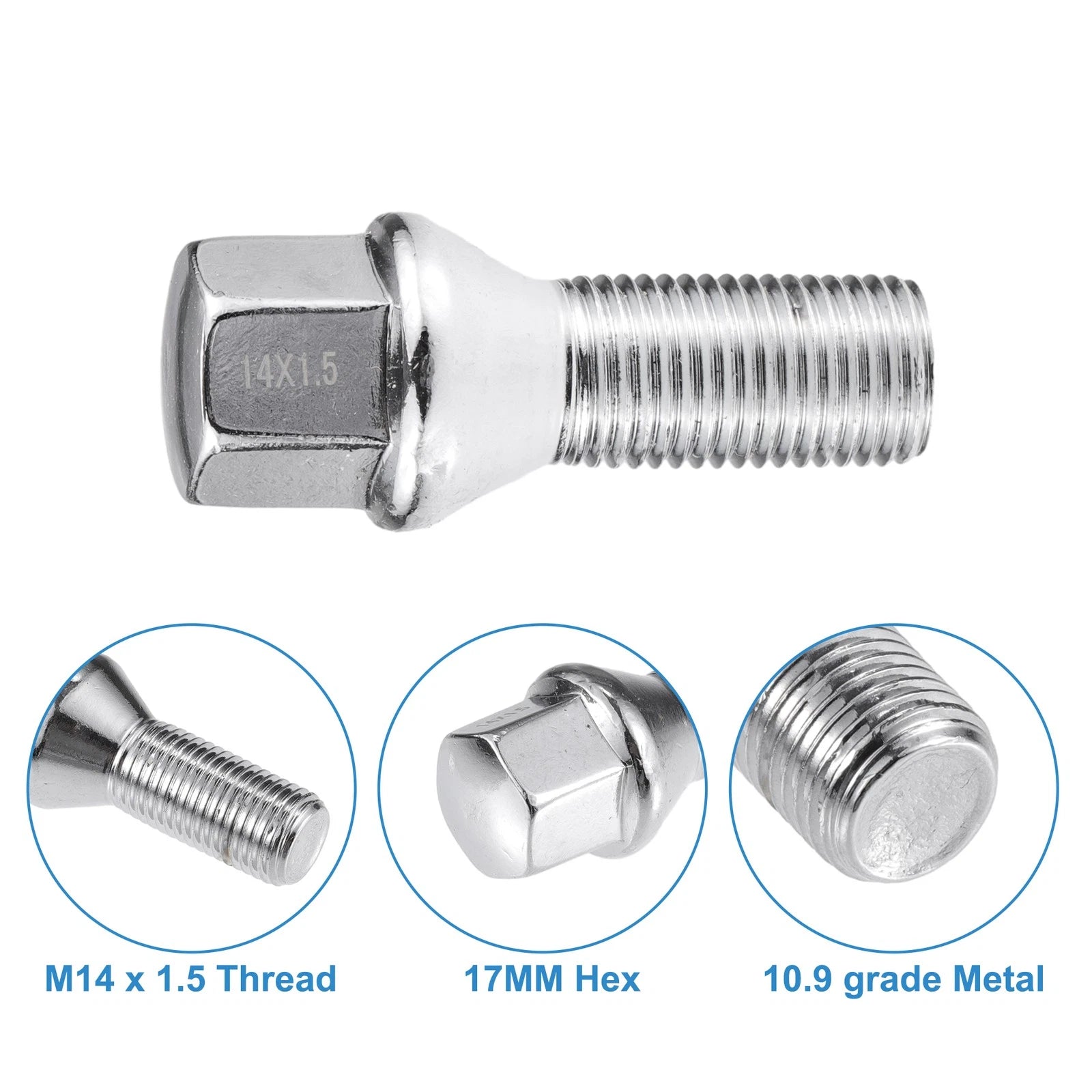 20 Pcs M14 x 1.50 Wheel Bolt Replacement for BMW 7 Series (2002–2008)