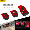 Set of 3 Red Non-Slip Manual Transmission Pedal Pads for Universal Fit