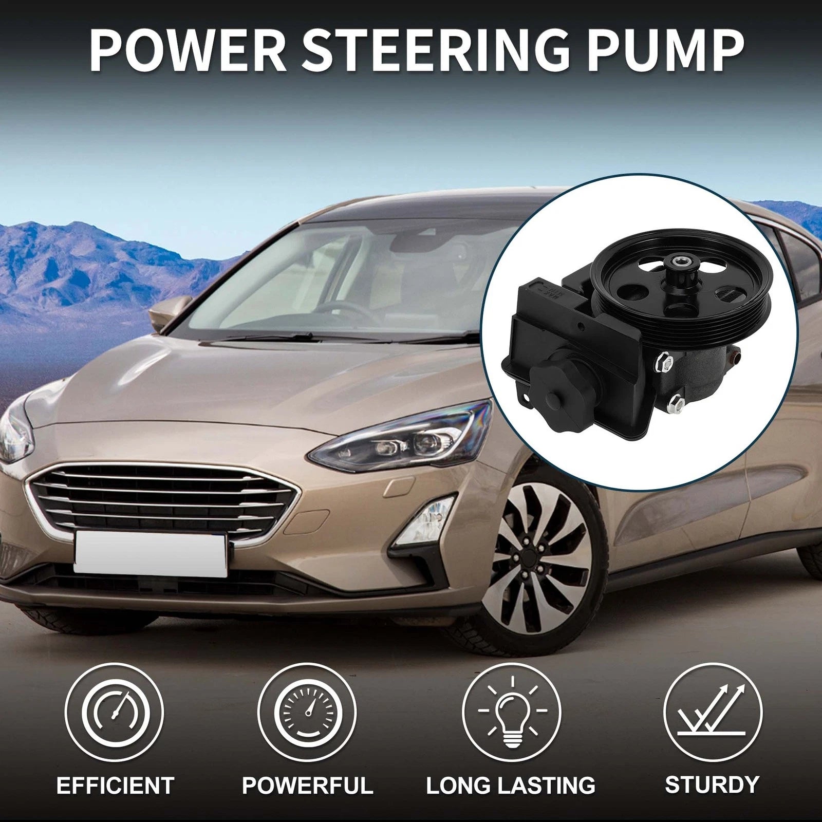 Power Steering Pump with Pulley for Ford Focus 2.0L L4 (2006–2011) No. 6S4Z3A674A