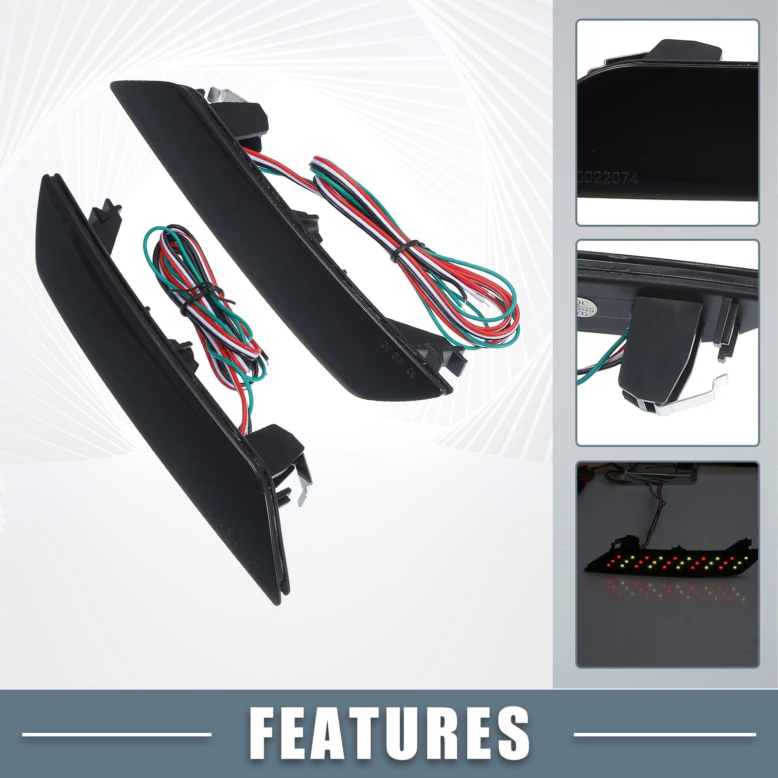 LED Smoked Rear Bumper Reflector Brake Light 33555TR0A51 for Honda Civic (2013–2015)