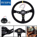 Deep Dish Suede Steering Wheel + Hub Adapter for Honda Civic (1996–2000)