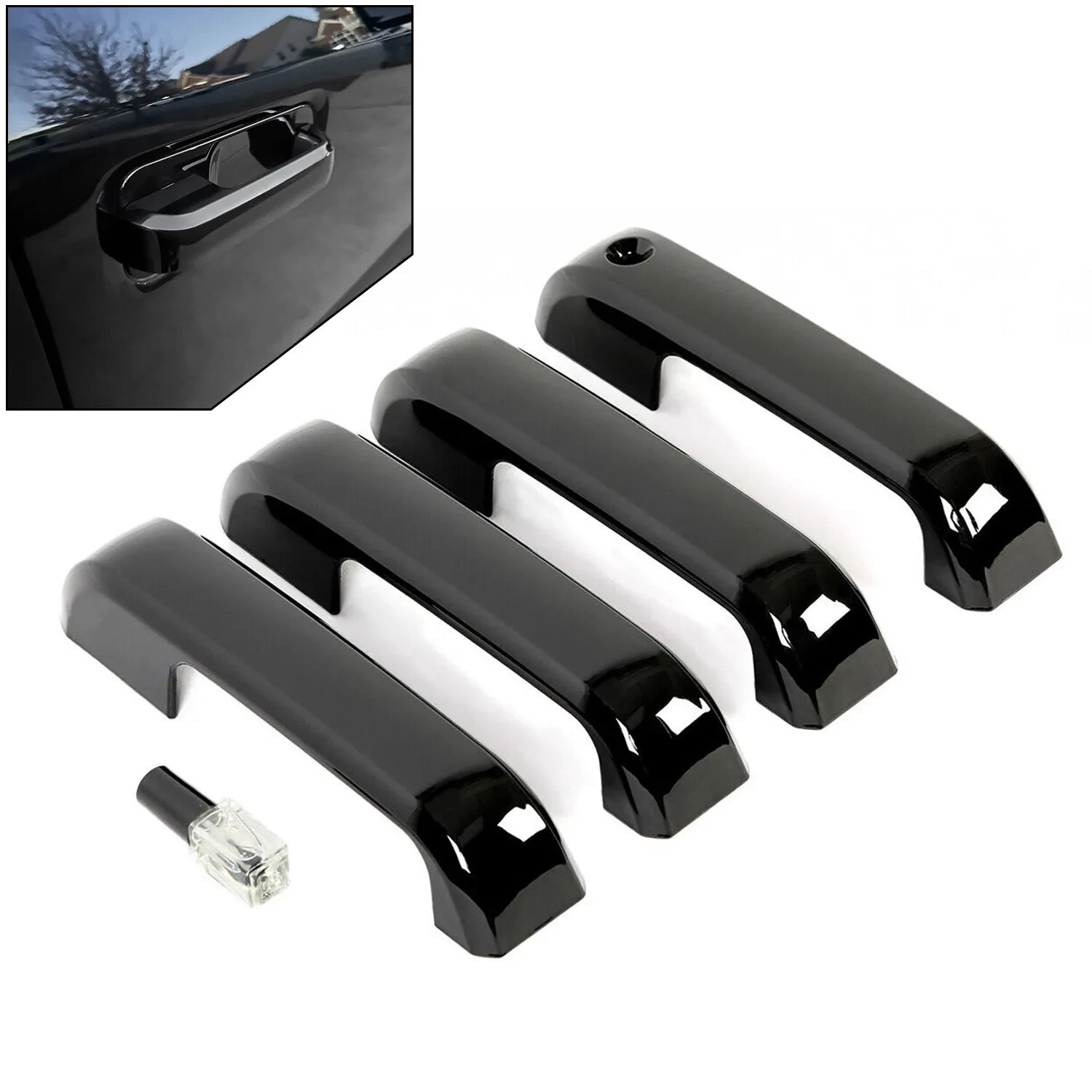 Set of 4 Door Handle Covers for Ford F150 (2015–2020) F250 F350 (2017–2022) Glossy Black