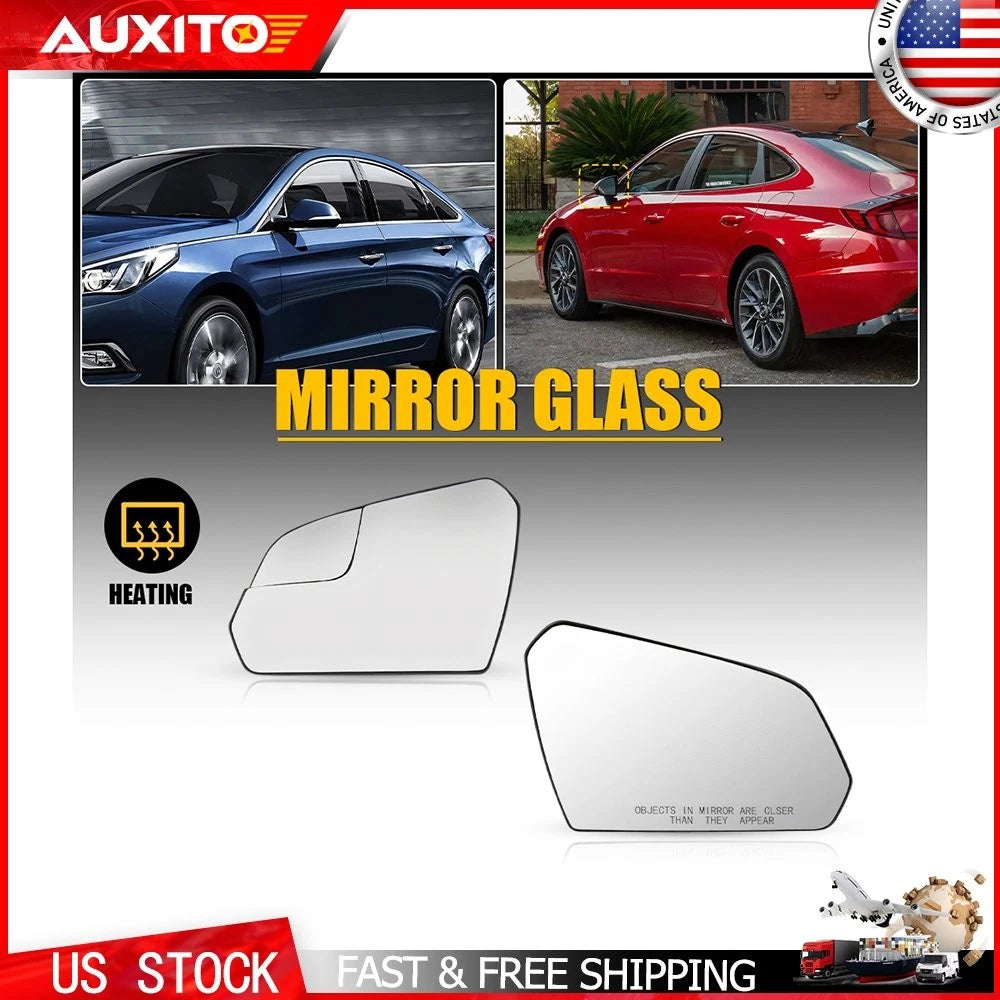 Pair Heated Side View Mirror Glass for Hyundai Sonata (2015–2019)