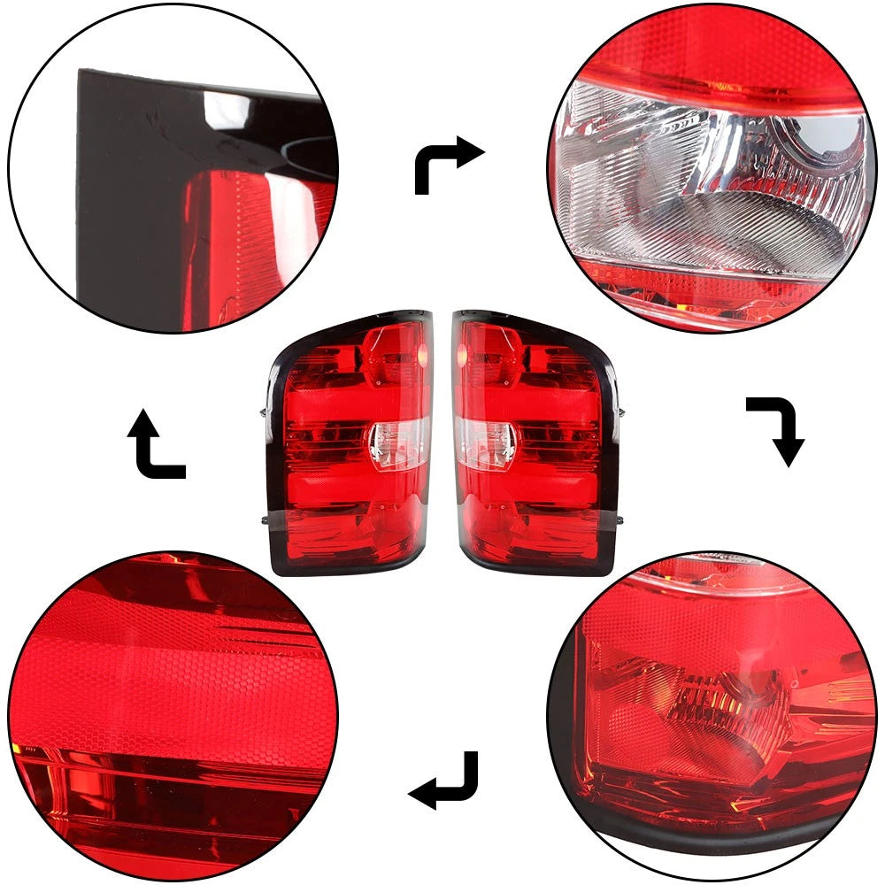 Set of 2 Red Tail Lights for Chevy Silverado (2007-2013)