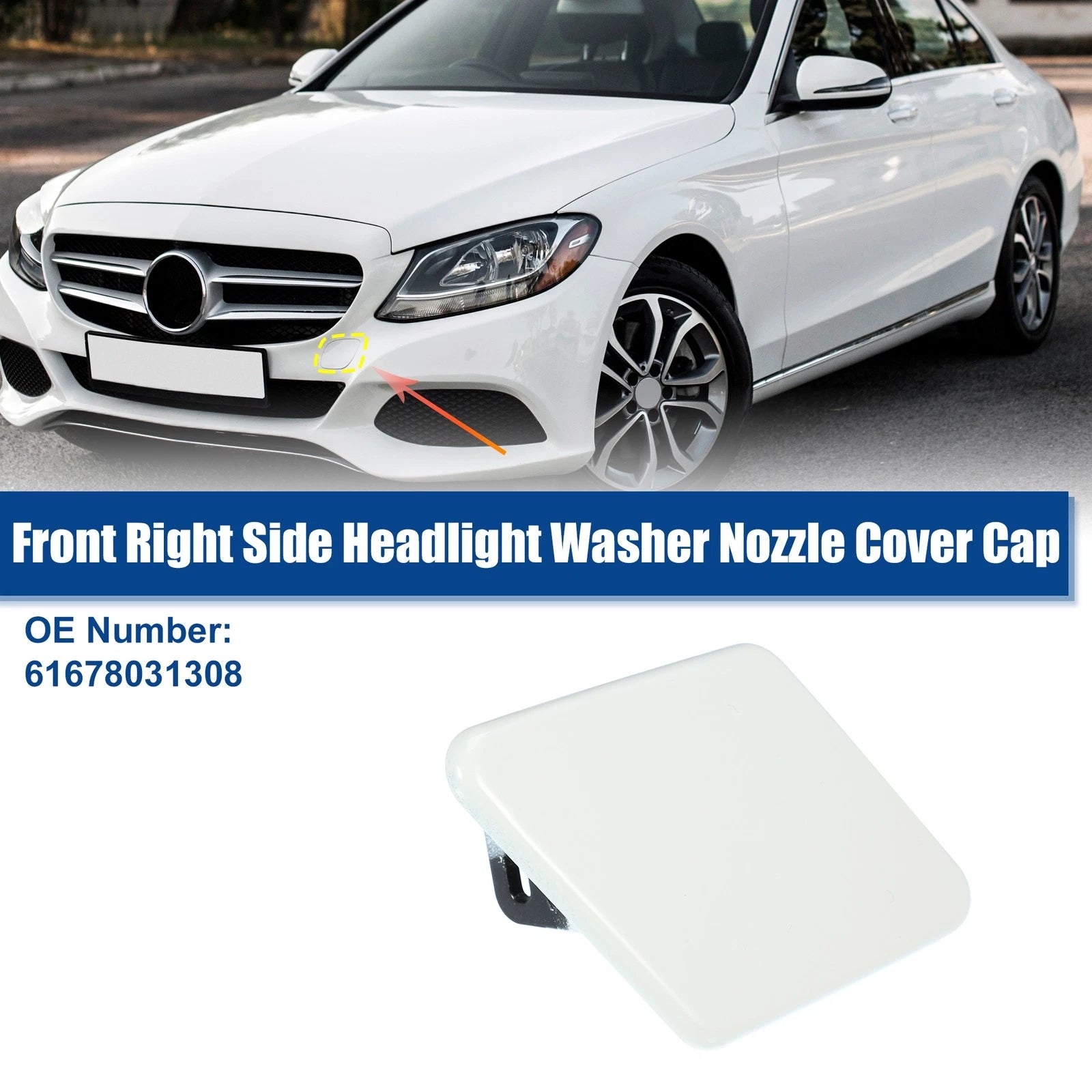 Right Front Headlight Washer Nozzle Cap for BMW 325i 328i (2006–2013) No. 61678031308 White
