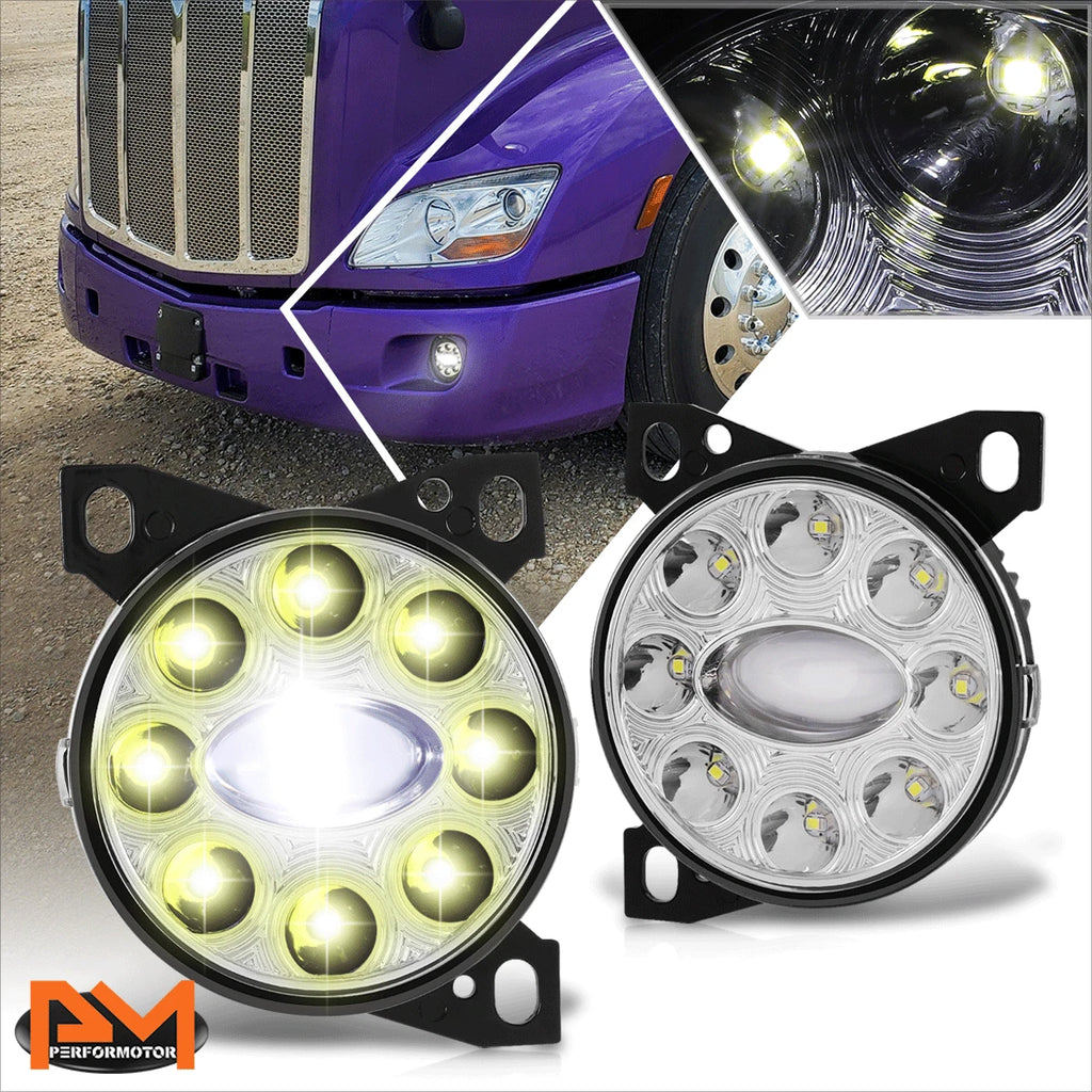Set of 2 Chrome Housing Full LED Projector Fog Lights for Peterbilt 587/579 (2011–2020)