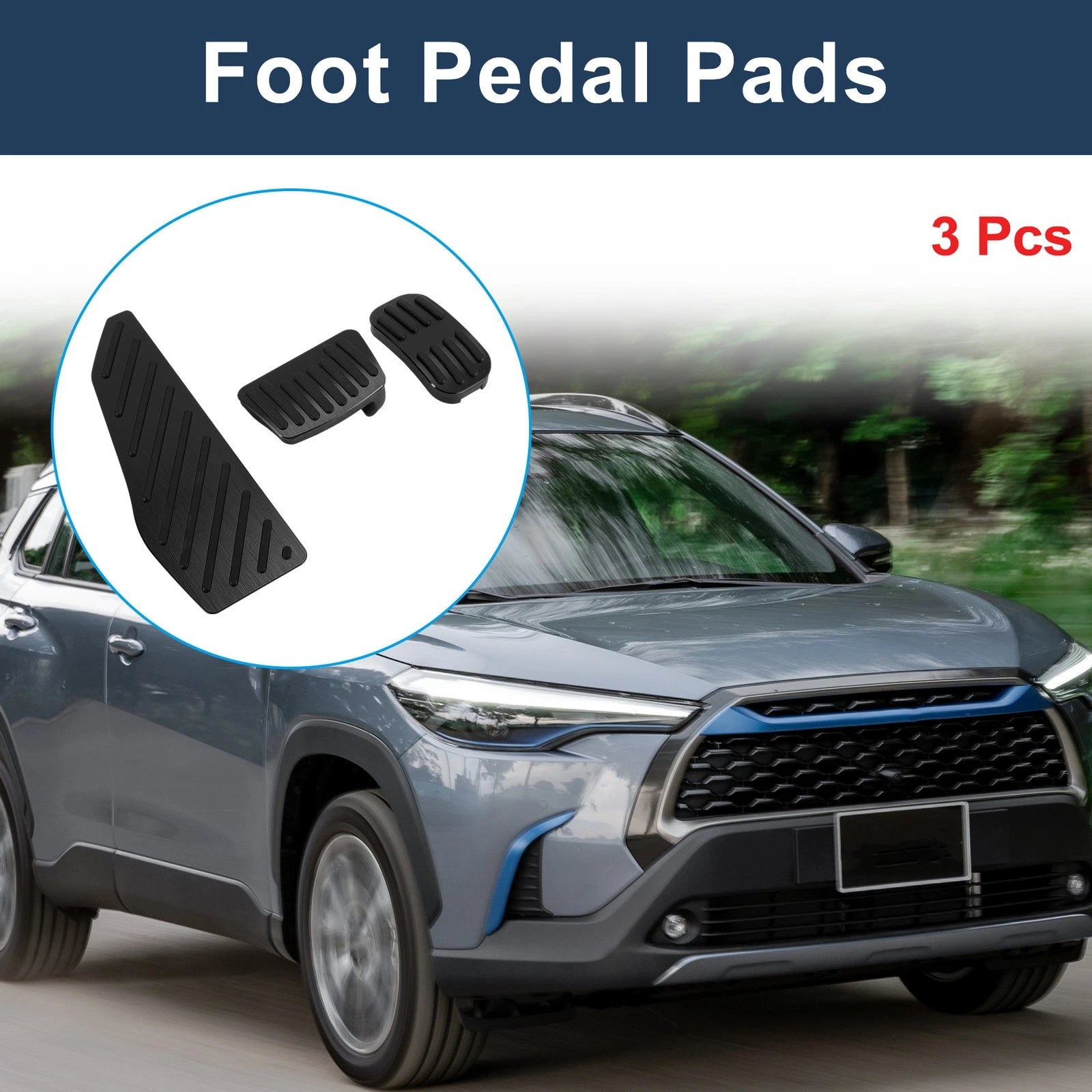 3 Pcs Accelerator Pedal Covers for Toyota Corolla Cross (2021–2023) Black