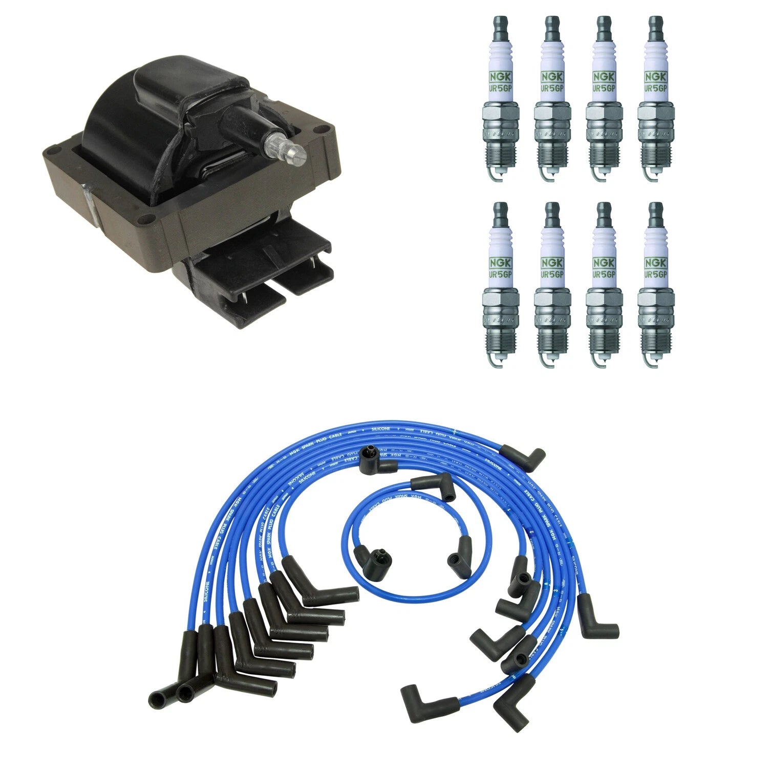 NGK Ignition Coil Wires & 8 Platinum Spark Plugs for Bronco F-150 F-250