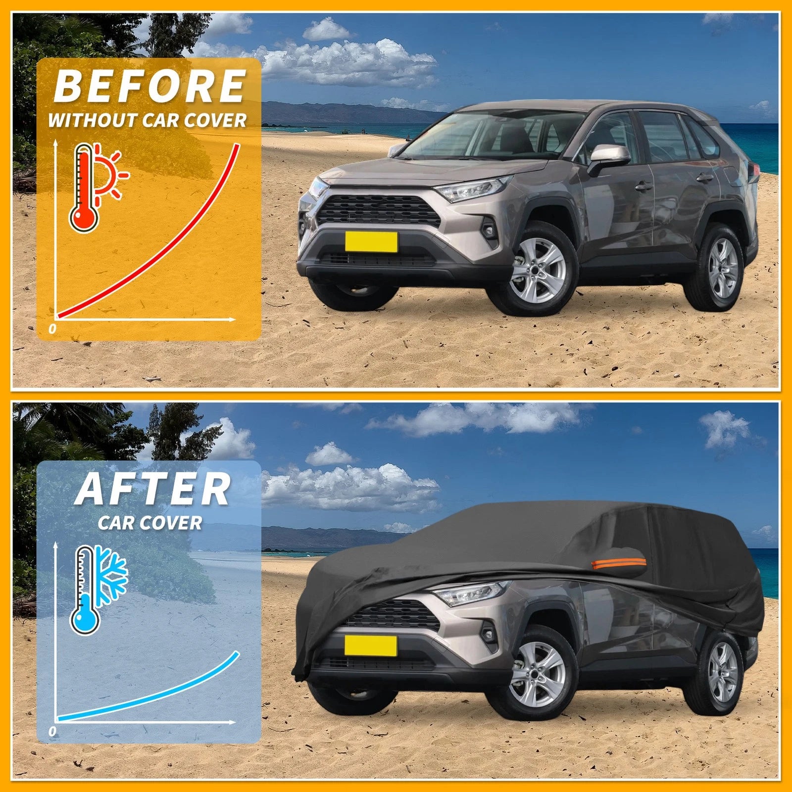 Waterproof Car Cover for Toyota RAV4 (190T-PU, Black)