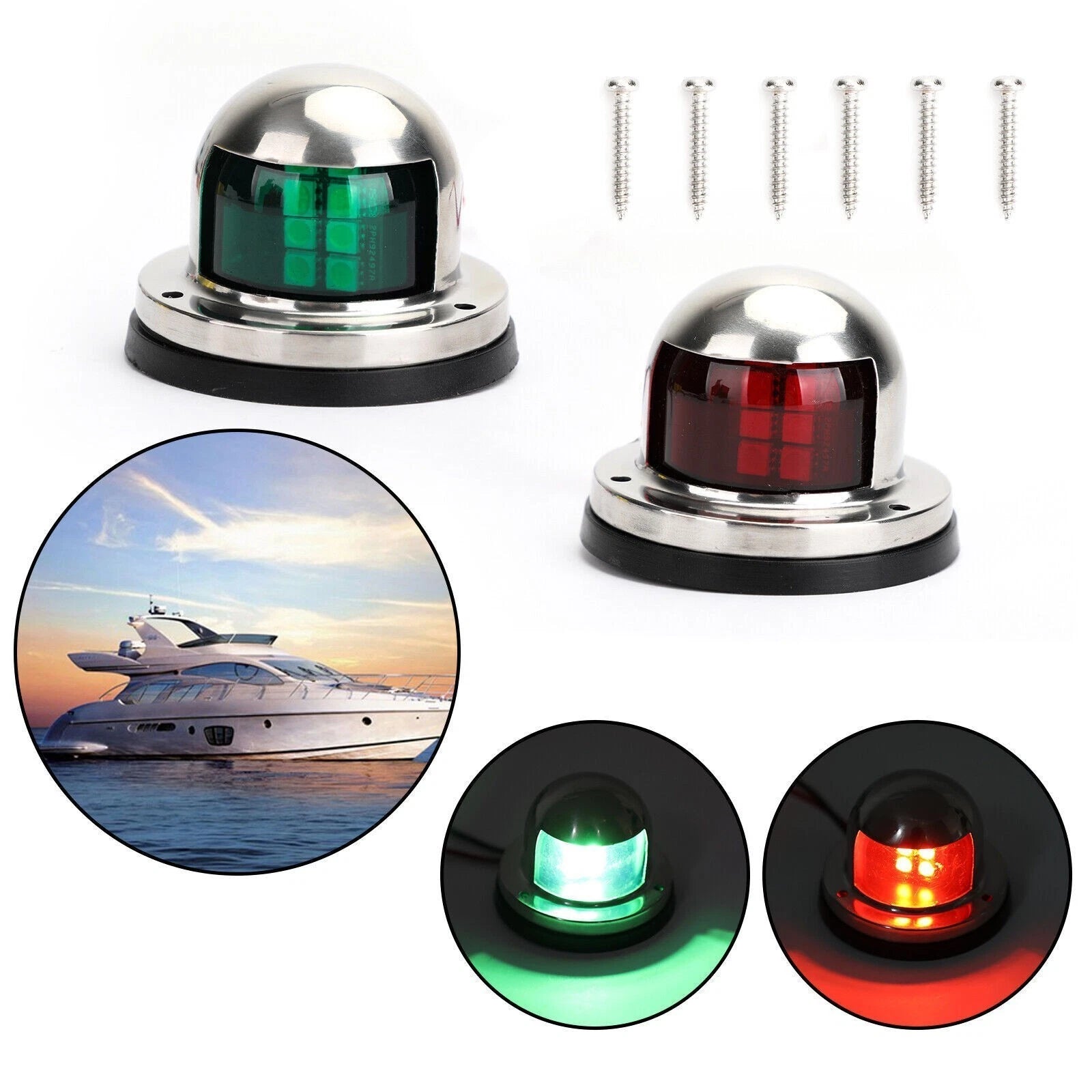 2X LED Navigation Lights for Marine Bow Boat (12V)