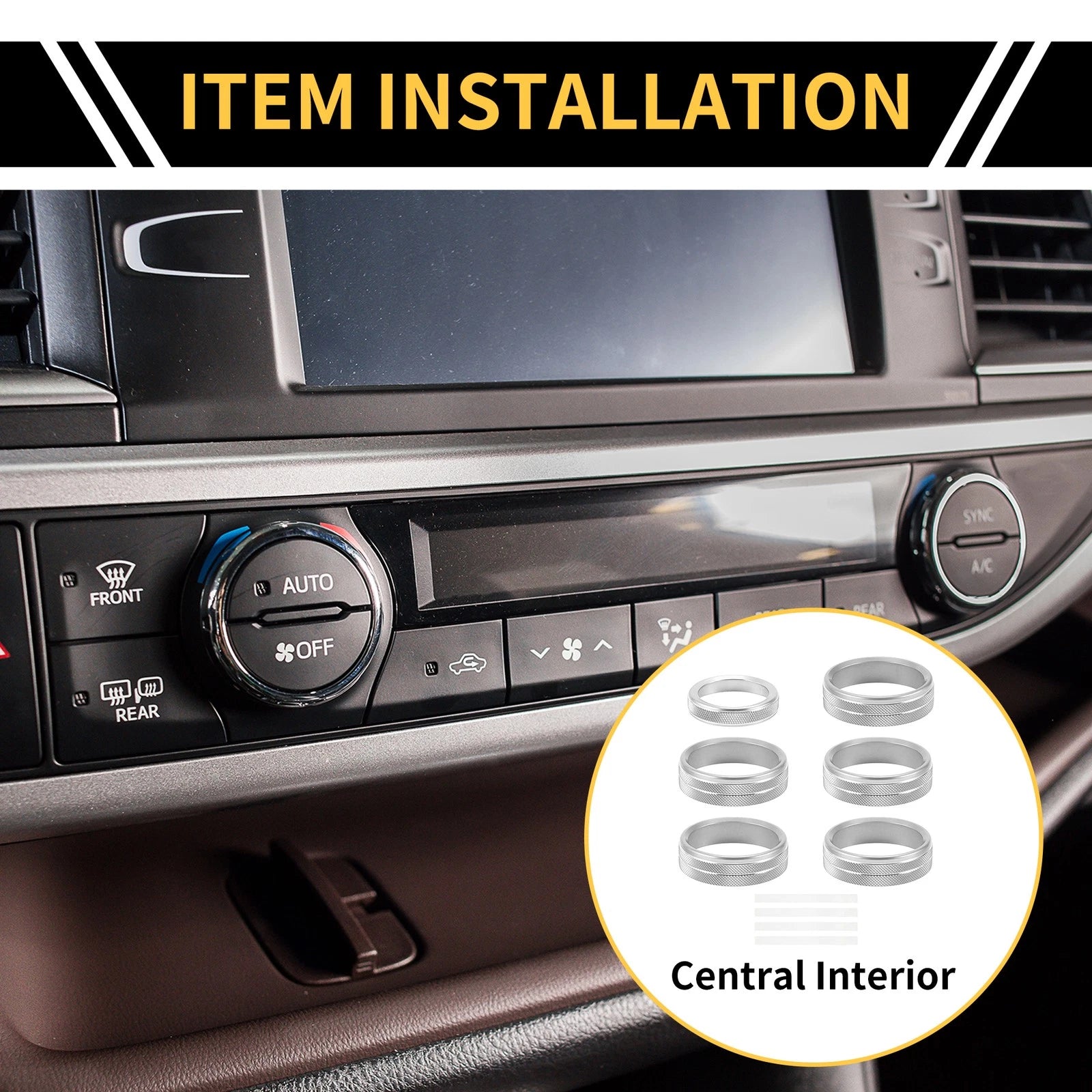 Air Conditioner Switch Knob Cover Ring for Ford F-150 (2015–2023) Silver Tone