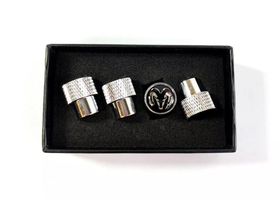 Valve Stem Caps With Dodge Logo Premium Chrome Knurled for Dodge (2005–2015)