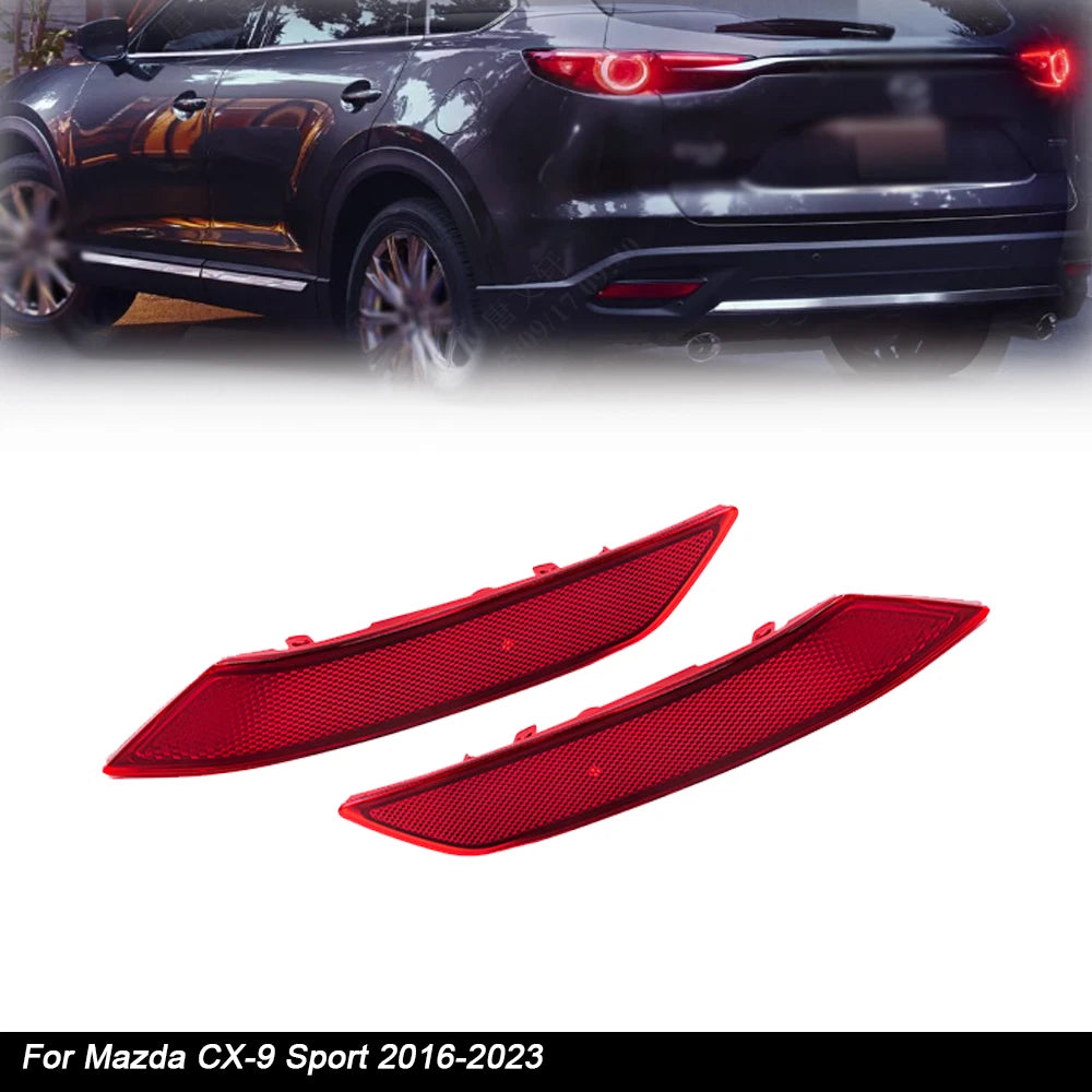 Reflector Rear Bumper Lights Pair for Mazda CX-9 (2016–2023) Red