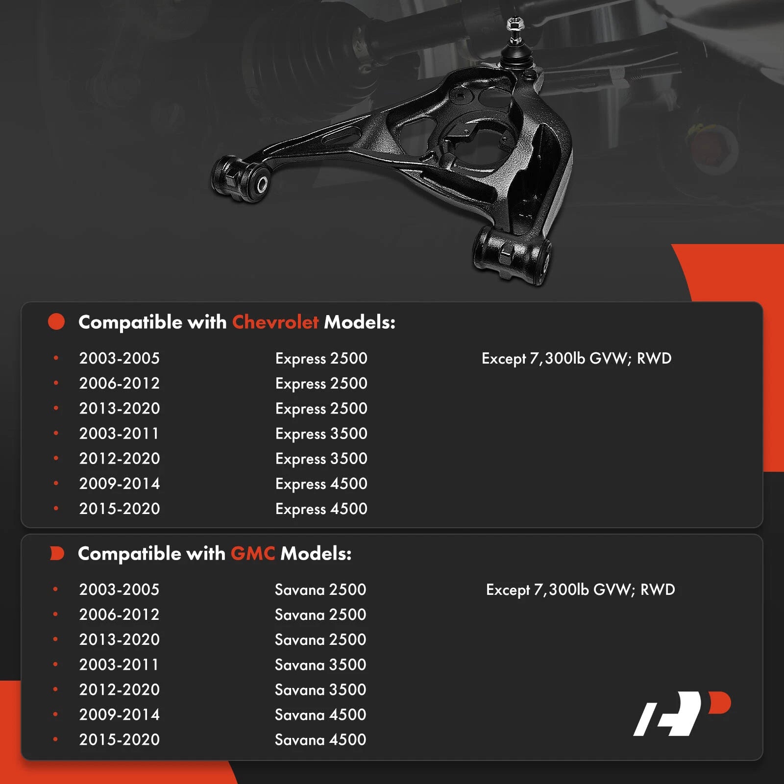 Front Left Lower Control Arm with Ball Joint for Chevy Express GMC