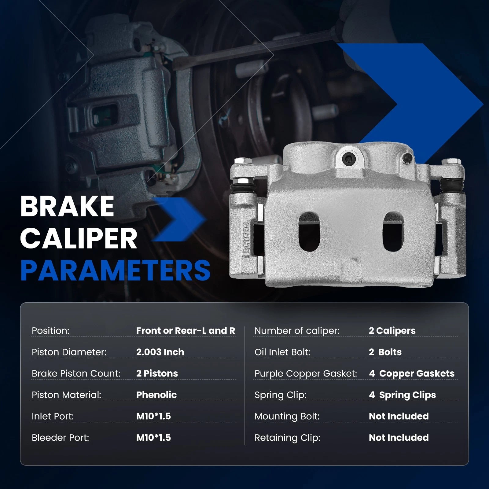 Front Brake Calipers with Bracket for 2007-2020 Chevrolet Tahoe 5.3L