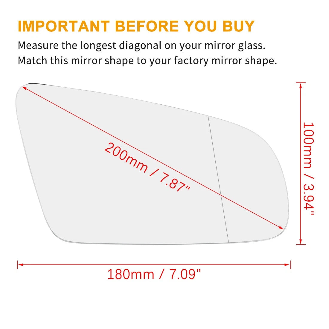 Heated Right Side Rearview Mirror Glass with Backing for Audi S4 (2004–2008)