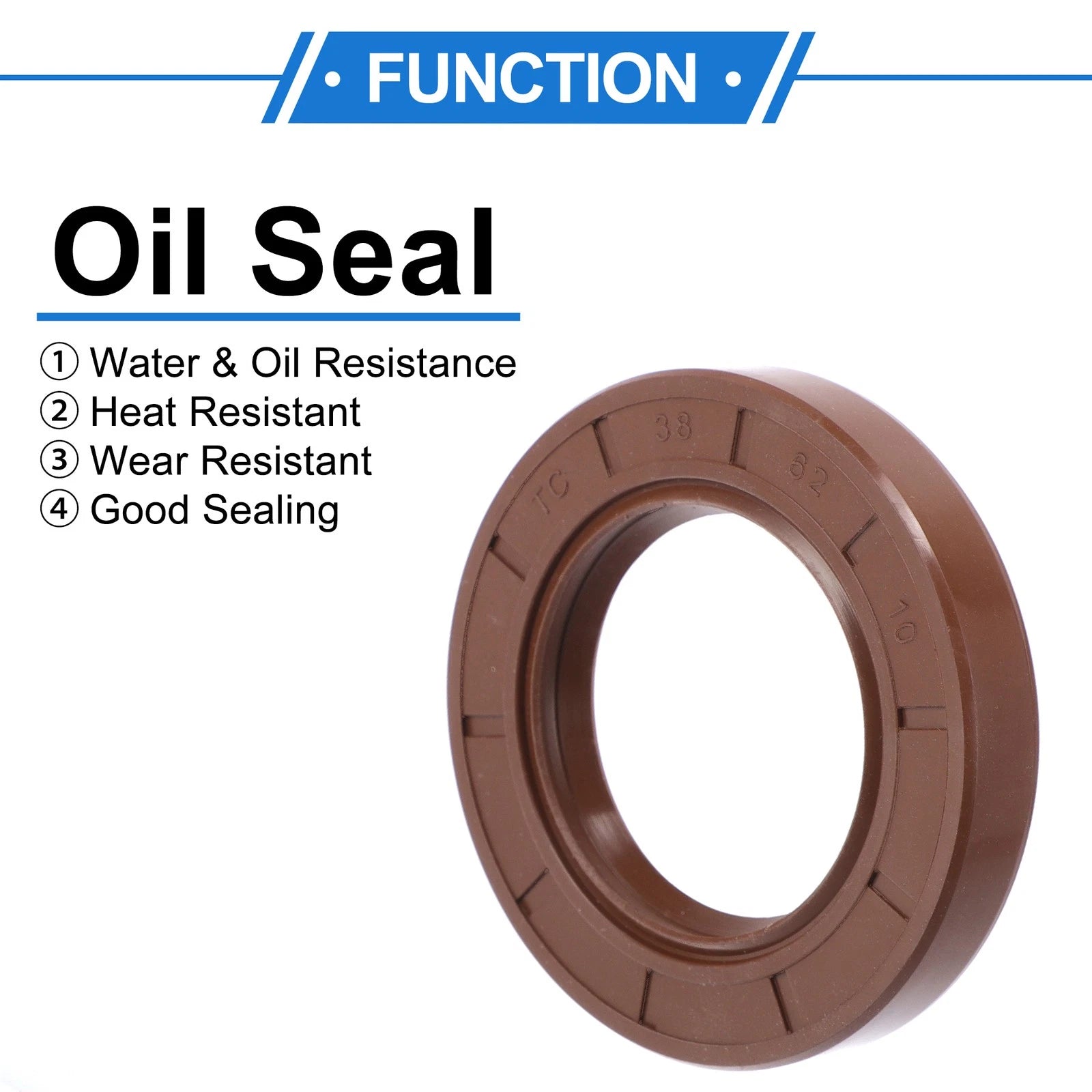 Set of 2 Oil Seal Rotary Shaft Seal FKM Rubber 38x62x10mm