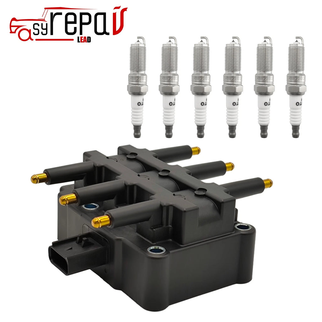 Ignition Coil + 6X Iridium Spark Plug for Chrysler Voyager 2001–2010 3.3L V6