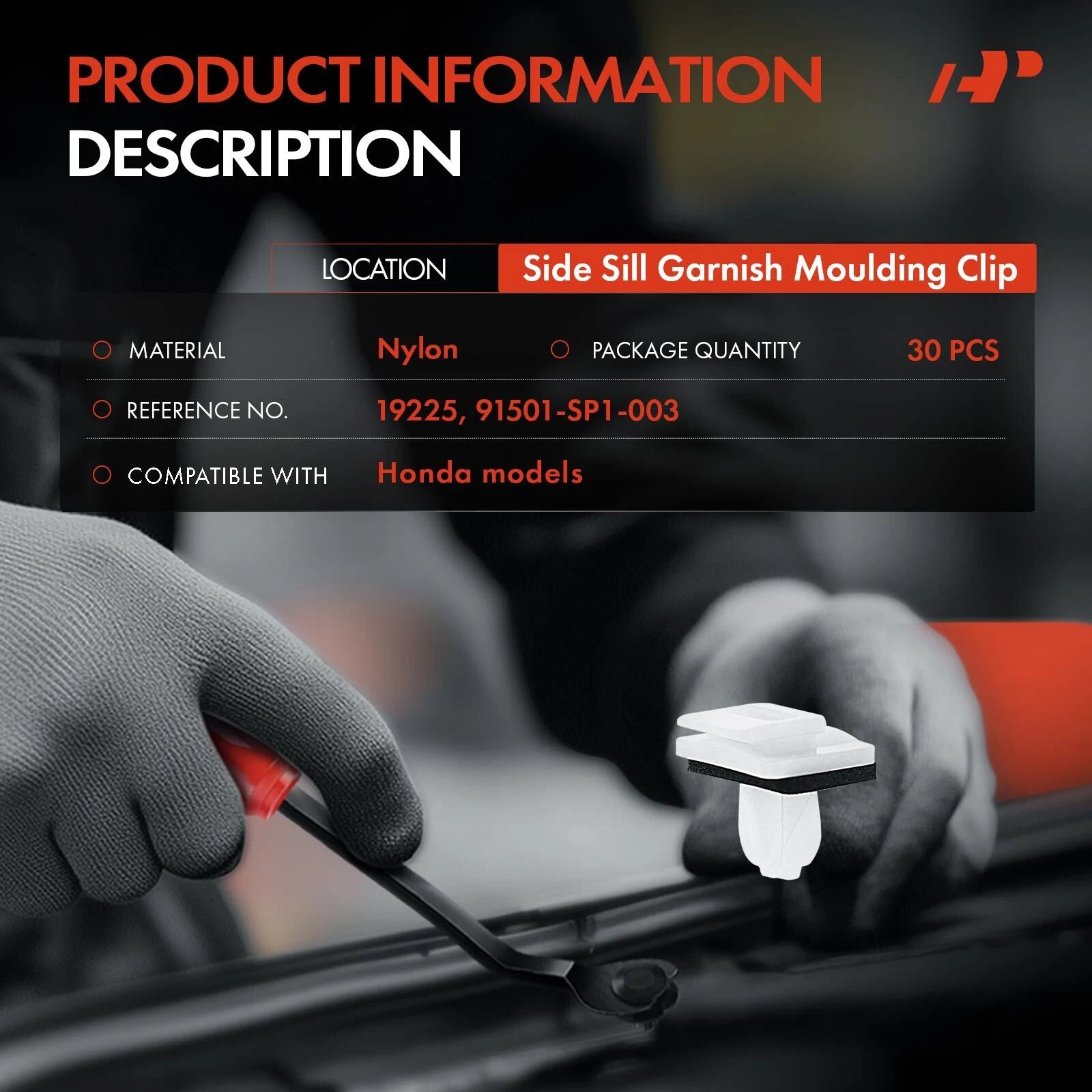 30Pcs Nylon Side Sill Garnish Clips for Honda