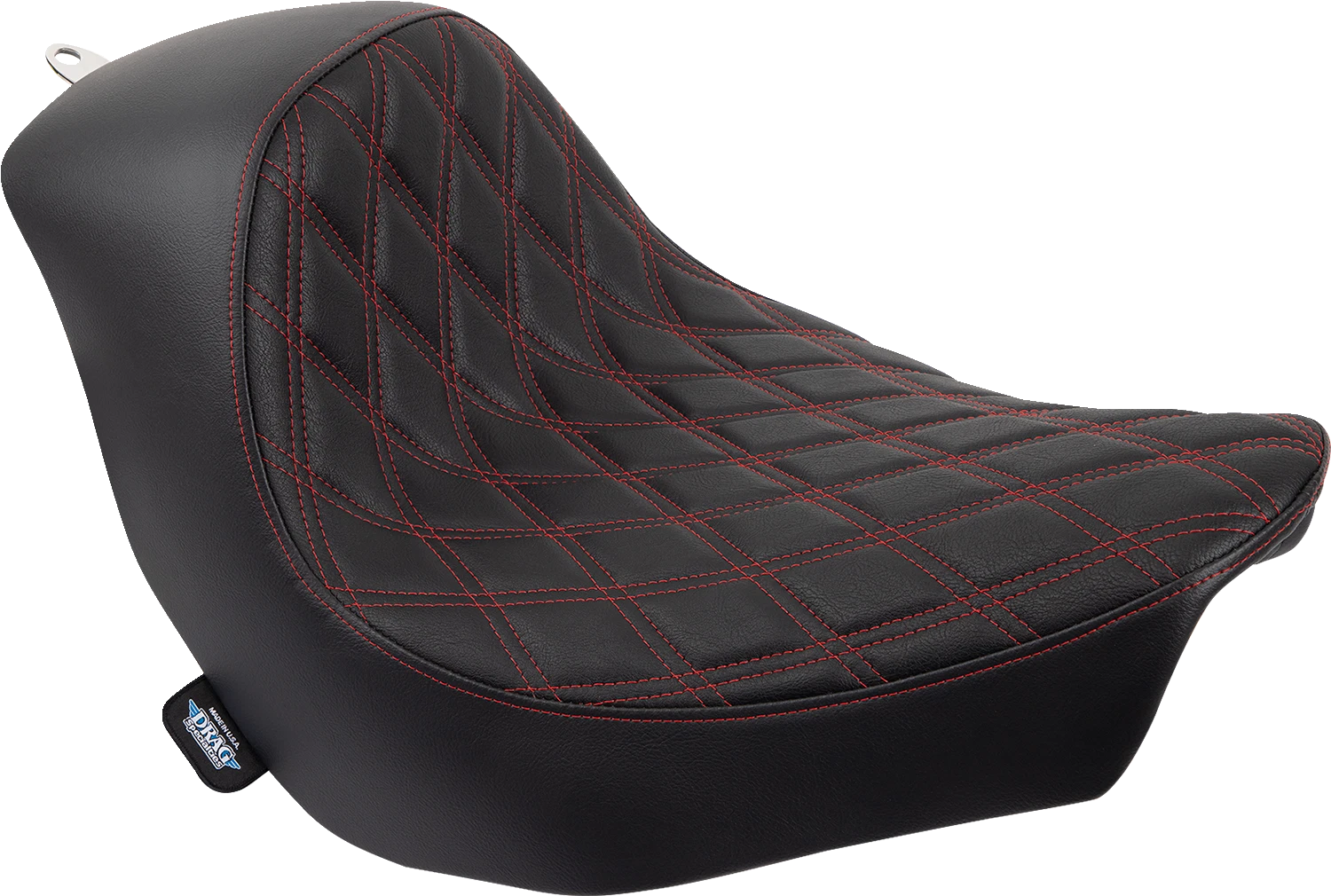 Solo Seat for Harley FL/FX (Drag Specialties) - Double Diamond, Red Stitching