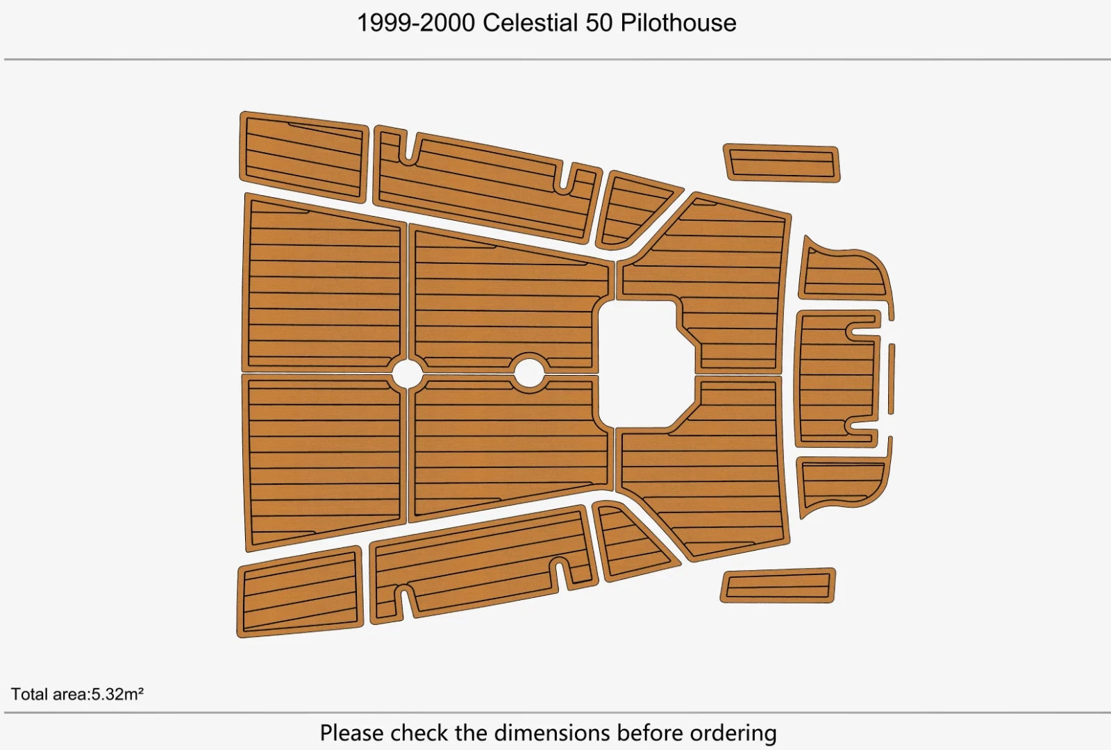 EVA Foam Faux Teak Deck Flooring for Celestial 50 Pilothouse (1999–2000)