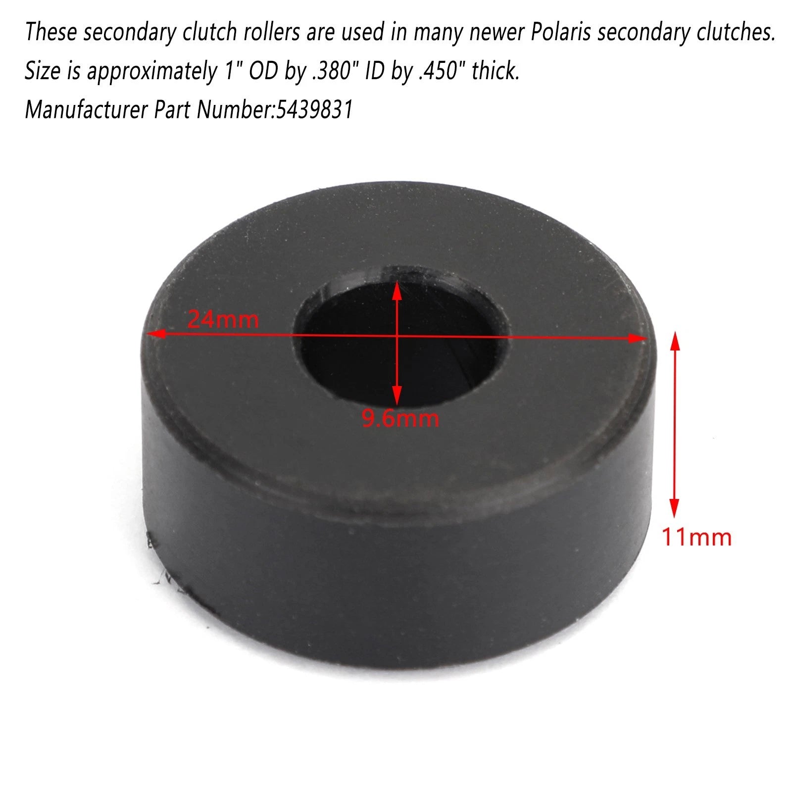 Pair Secondary Clutch Rollers for Polaris RZR Ranger ACE 570 900 (2013–2019)