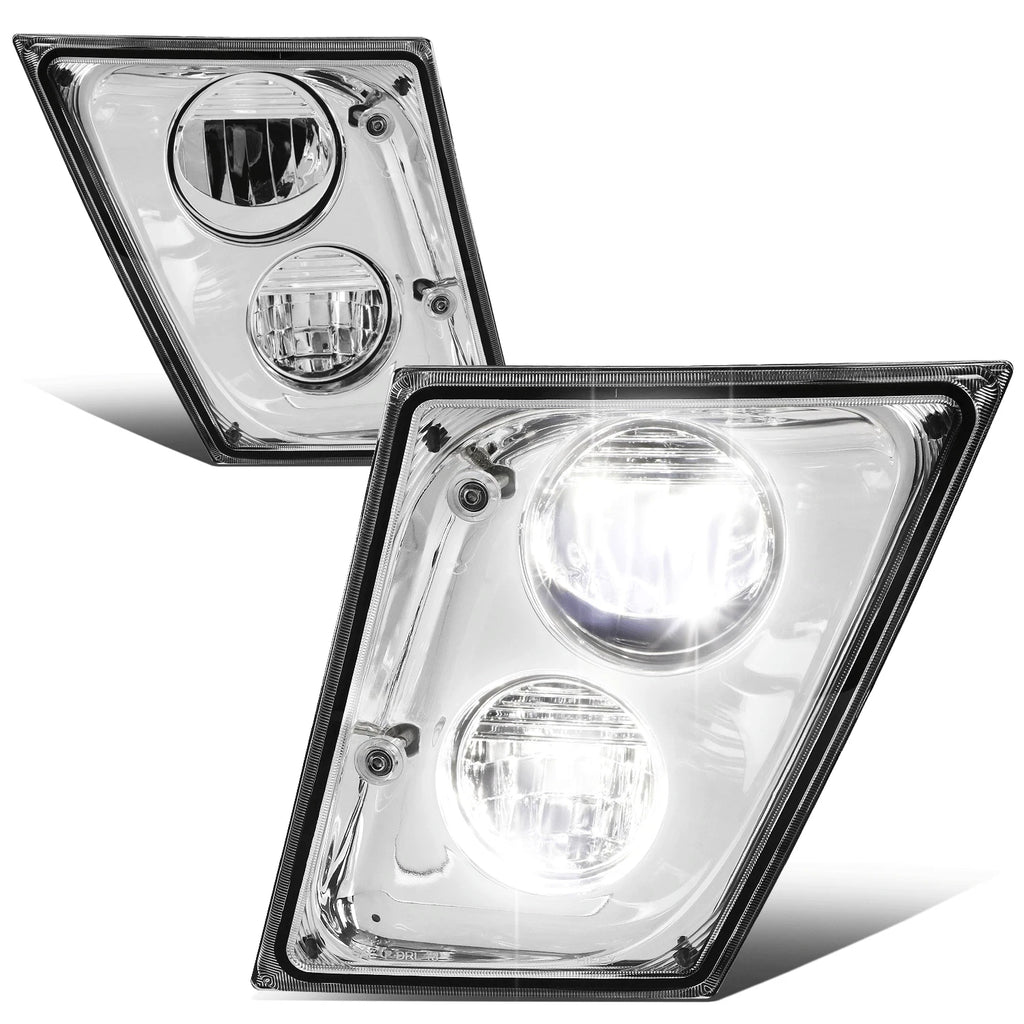 Chrome Housing Full LED Fog Lights for Volvo VN VNL VNM VNX (2003–2017)
