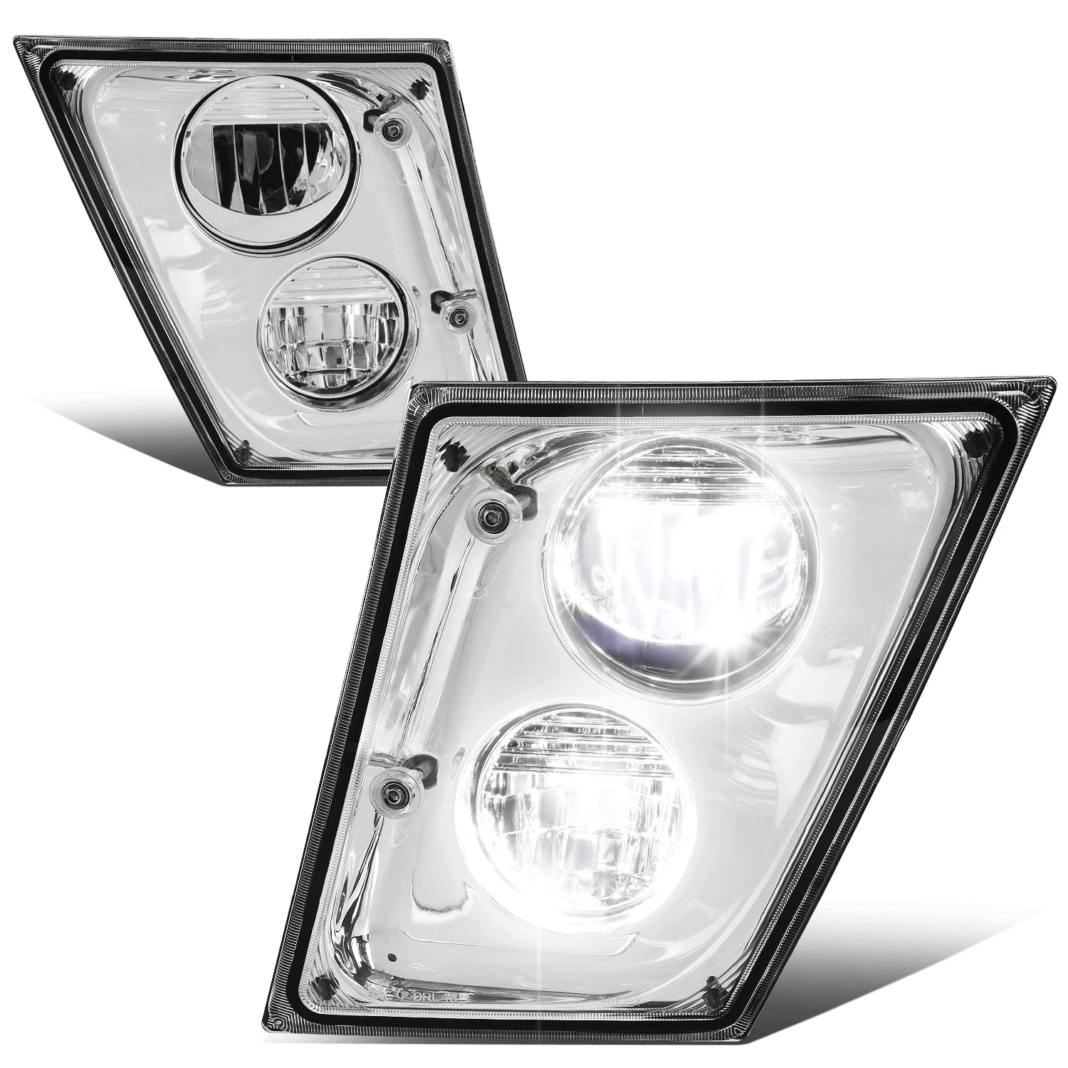 Chrome Housing Full LED Fog Lights for Volvo VN VNL VNM VNX (2003–2017)