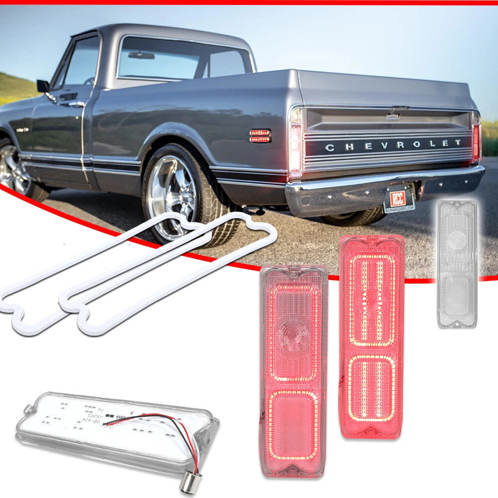 Clear Red LED Tail Lights for Chevy GMC Pickup Truck (1967–1972)